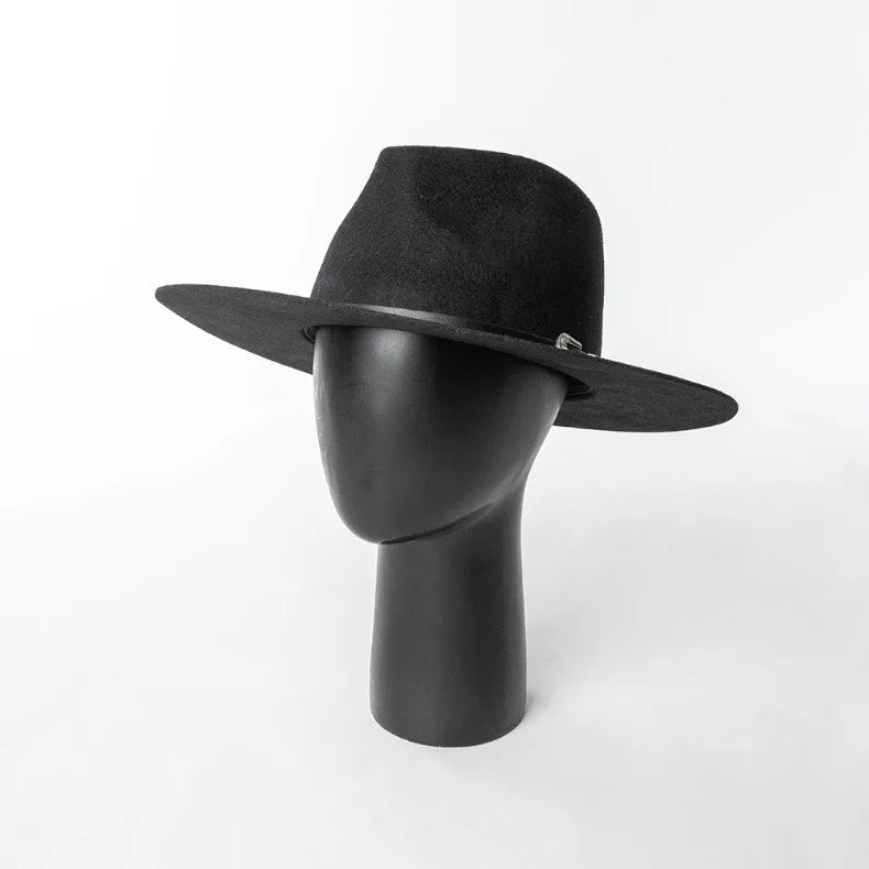 Herbst & Winter Unisex Woll-Fedora Hut – Vintage Jazzhut mit Krone & Schwarzem Lederband, Stylischer Hut mit Breiter Krempe Kaufschwan®