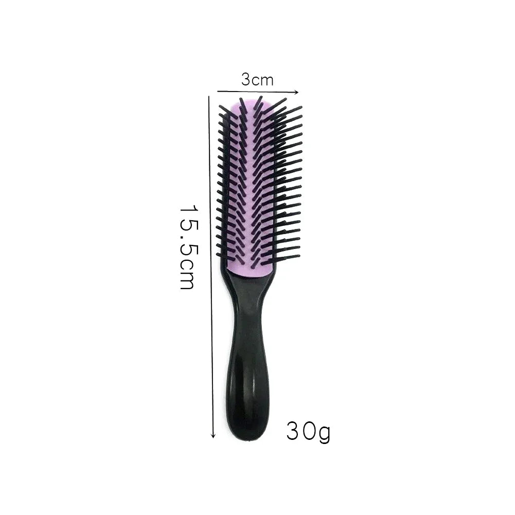 9-Reihen Styling Haarbürste – Entwirrungskamm für Glattes & Lockiges Haar | Kopfhaut-Massagebürste für Echthaar-Perücken