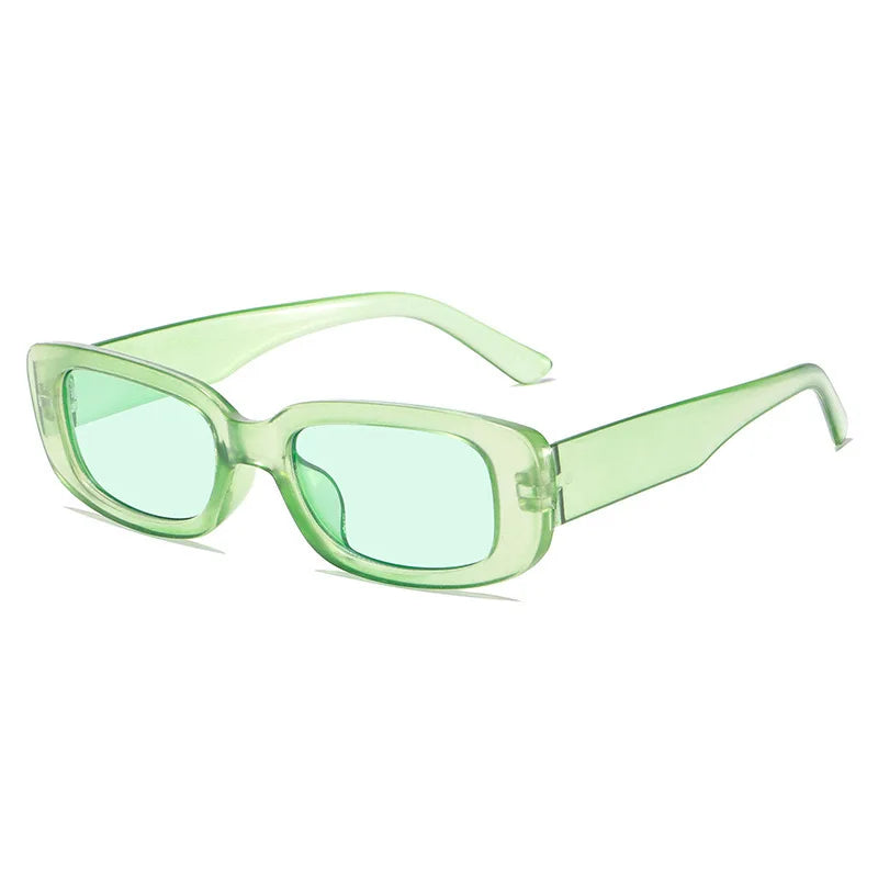Vintage-Sonnenbrille in Gelee-Farben – Rechteckige Sonnenbrille mit kleinem Rahmen und UV400-Schutz für Damen und Herren Kaufschwan® Grün