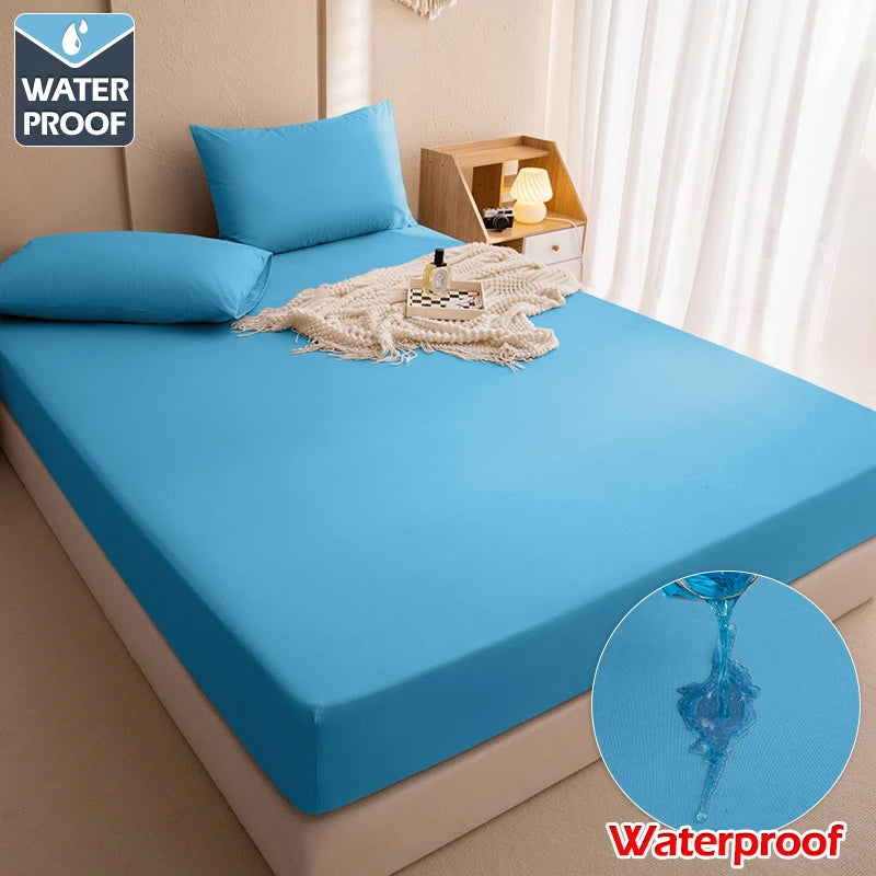 100% Wasserdichter Matratzenschoner – Spannbettlaken-Stil mit Gummizug | Einzel-, Doppel- & King-Size (140/160/180x200cm) Kaufschwan® Blau 152X203X30CM
