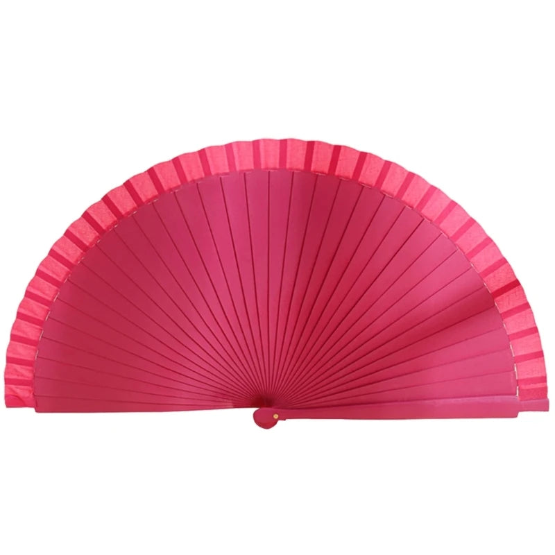 Eleganter Holzfächer | Klassischer Spanischer Faltfächer | Einfarbiger Vintage-Handfächer für Hochzeiten, Partys & Tanzaufführungen Kaufschwan® Pink