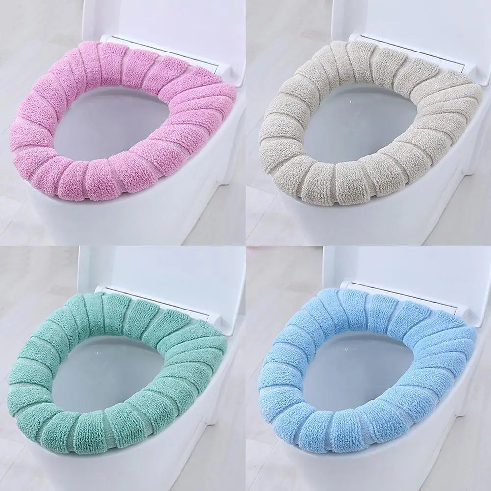 Warme WC-Sitzauflage – Strick-Toilettensitzbezug für Winter | Weiche O-förmige Waschbare Toilettenauflage in Einfarbigem Design (1 Stück) Kaufschwan®