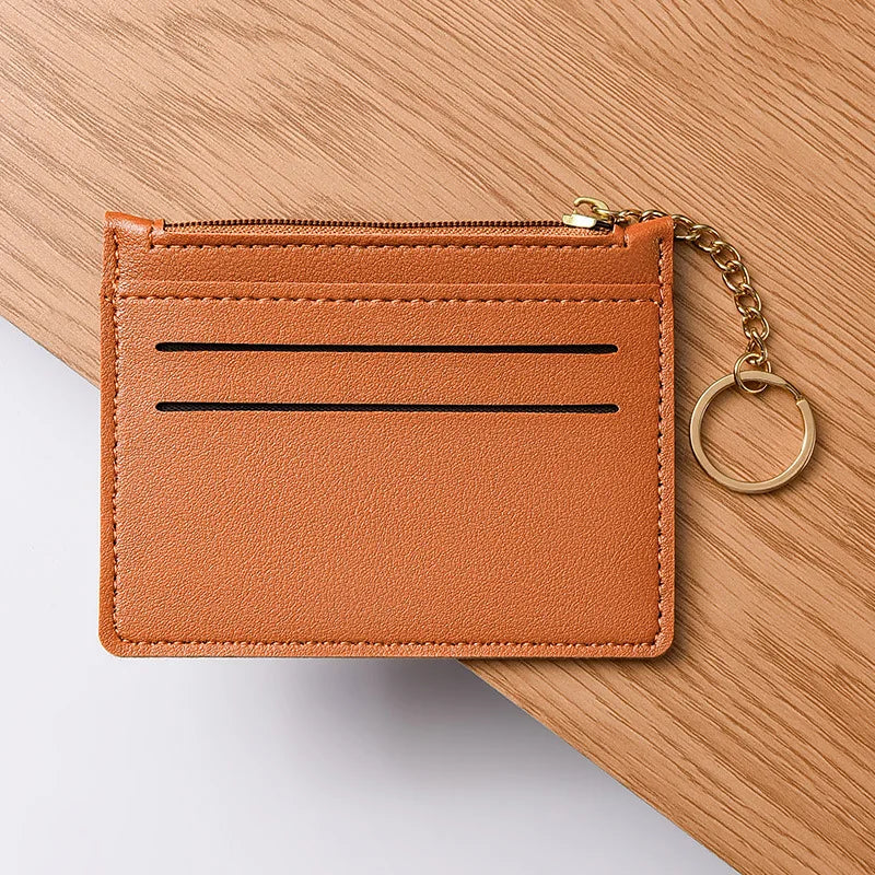 Mini-Kartenetui für Damen & Herren – Schmale Geldbörse mit Reißverschluss für Ausweis, Karten, Münzen & Bargeld Kaufschwan® Braun