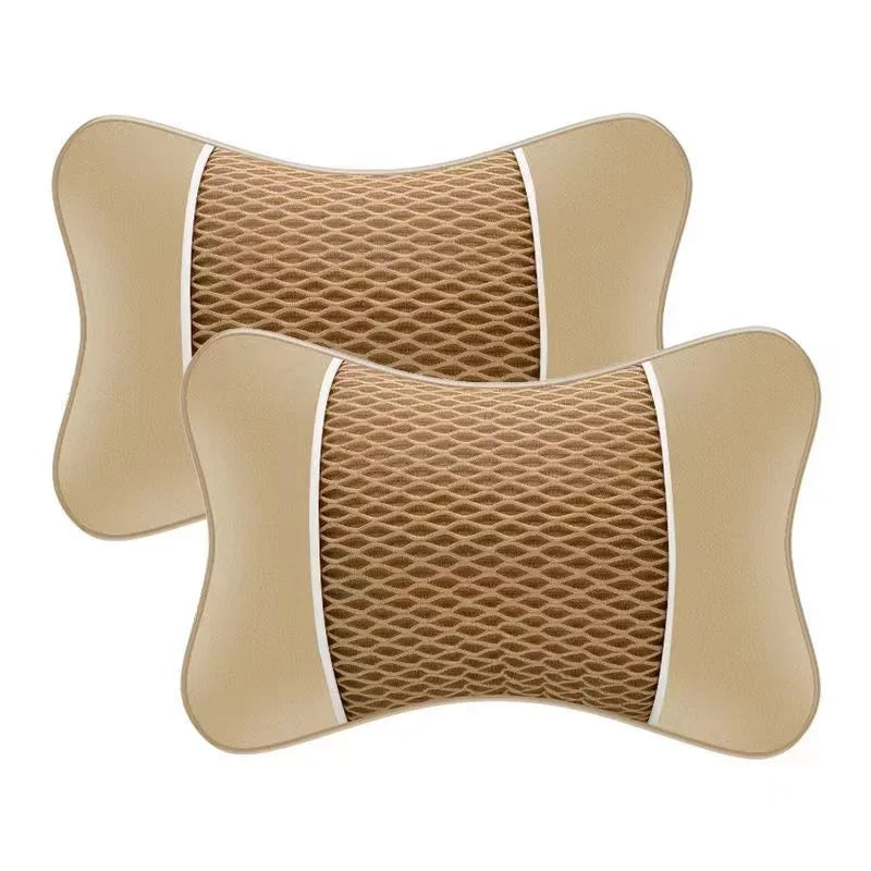 Universelles Auto-Kopfstützenkissen – Weiches Komfortables Sitzkissen zur Unterstützung des Kopfes auf Reisen Kaufschwan® Beige– 2 Stück