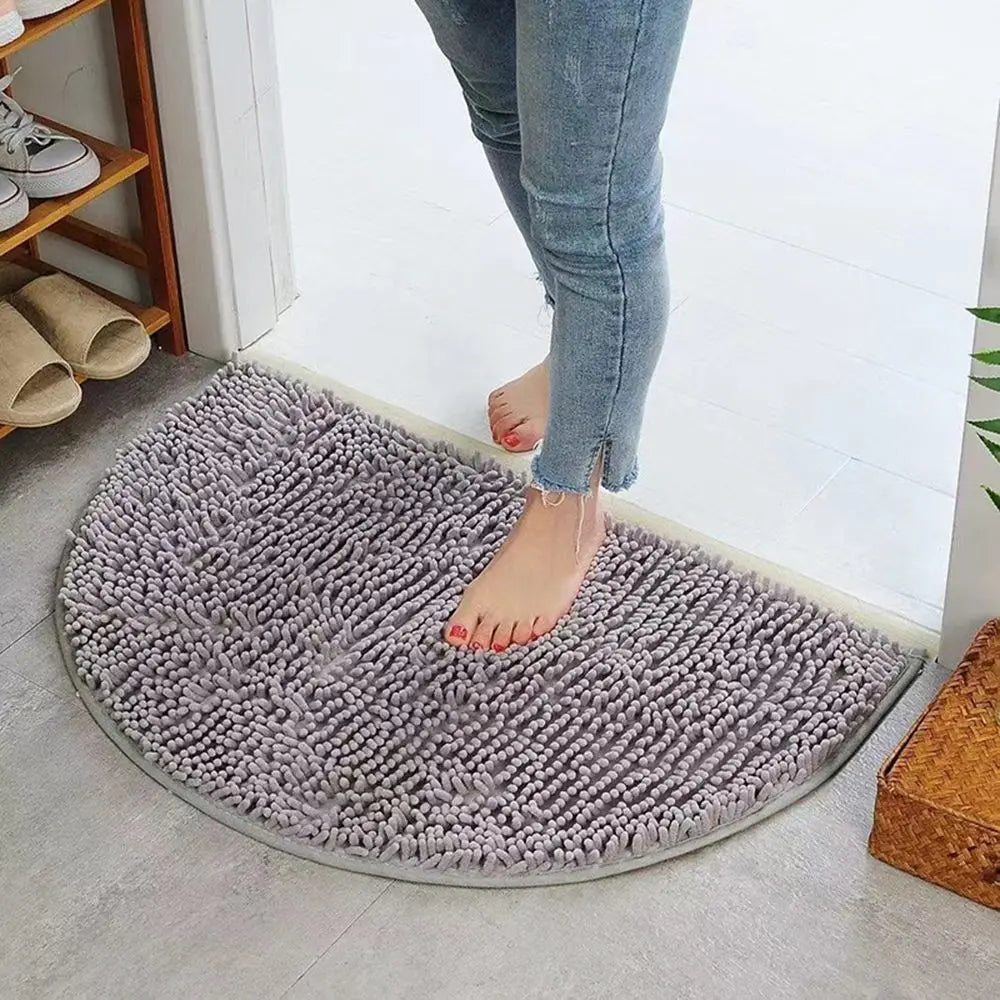 Halbrunde Chenille Badematte – Rutschfeste, Saugfähige Badematte für Dusche & Boden Kaufschwan® Grau 35x50cm