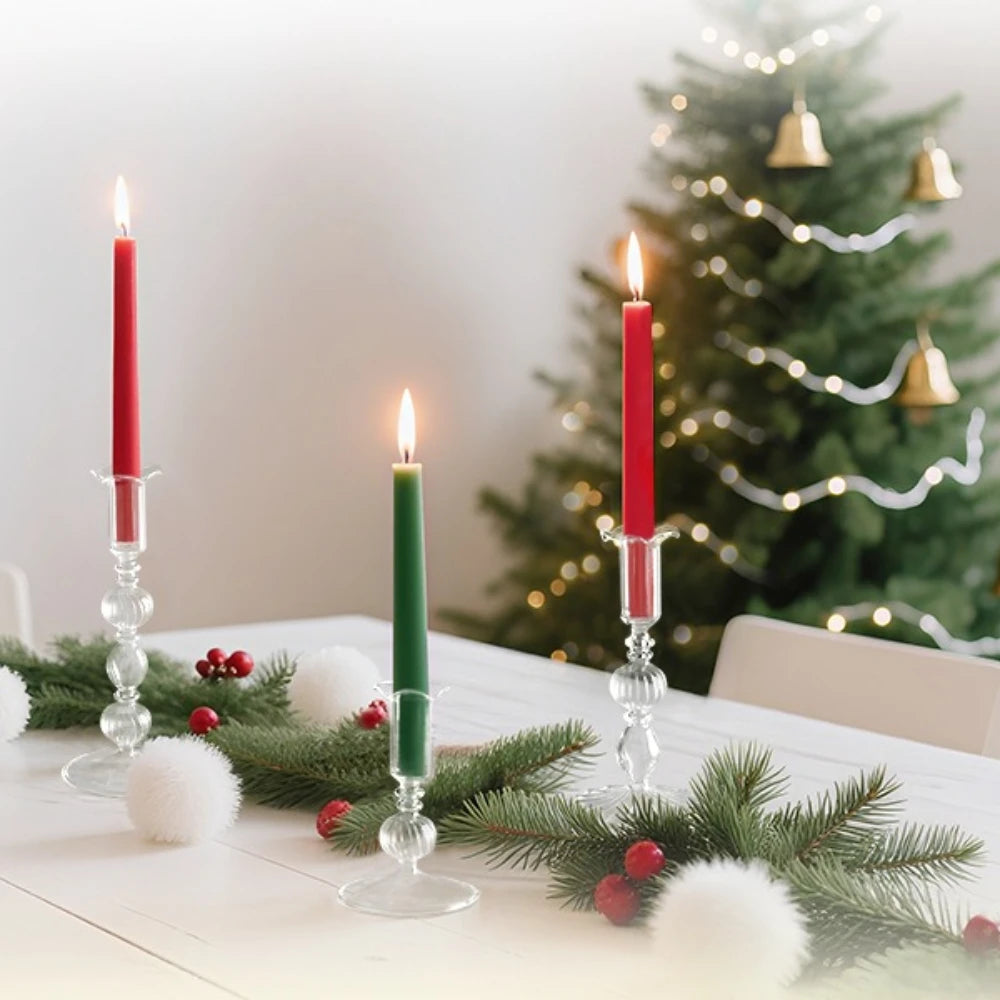 Transparente (3 Stück) Kerzenhalter – Elegante Gewellte Kerzenständer für Stabkerzen zur Wohn- & Party Dekoration