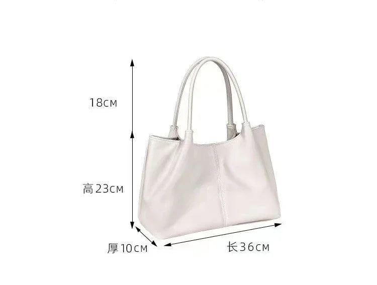 Schlichte Weiße Schultertasche – Damen Kunstleder Underarm Tote | Große Kapazität Handtasche für Schule, Studium & Shopping Kaufschwan®