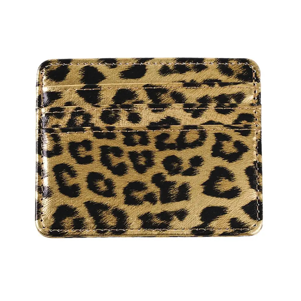 Leopardenmuster-Kartenetui aus PU-Leder für Damen – Ultradünne Mini-Geldbörse für Kredit-, Ausweis- & Fahrkarten Kaufschwan® Goldgelb