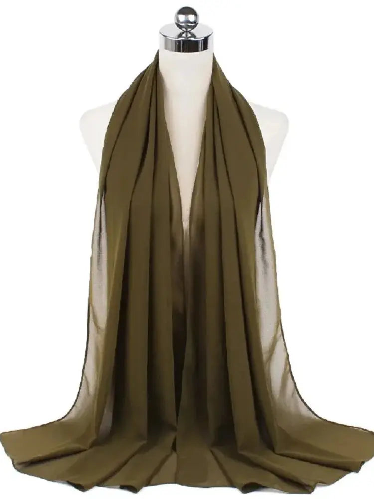 Damen Hijab aus Chiffon – Sofort Tragbares Kopftuch | Einfarbiger Instant Hijab Schal, Arabischer Wrap & Islamischer Schal Kaufschwan® Olivgrün
