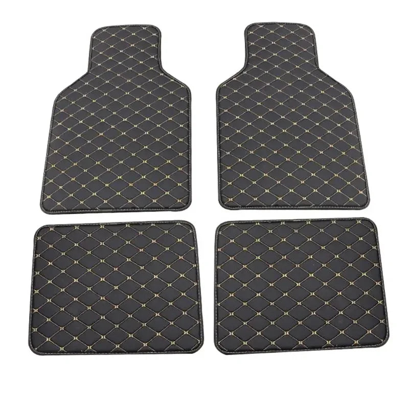 4-teiliges universelles PU-Leder Autoschalenmatten-Set – Vorder- & Rückfußmatten für Auto, LKW & SUV Kaufschwan® Schwarz Beige