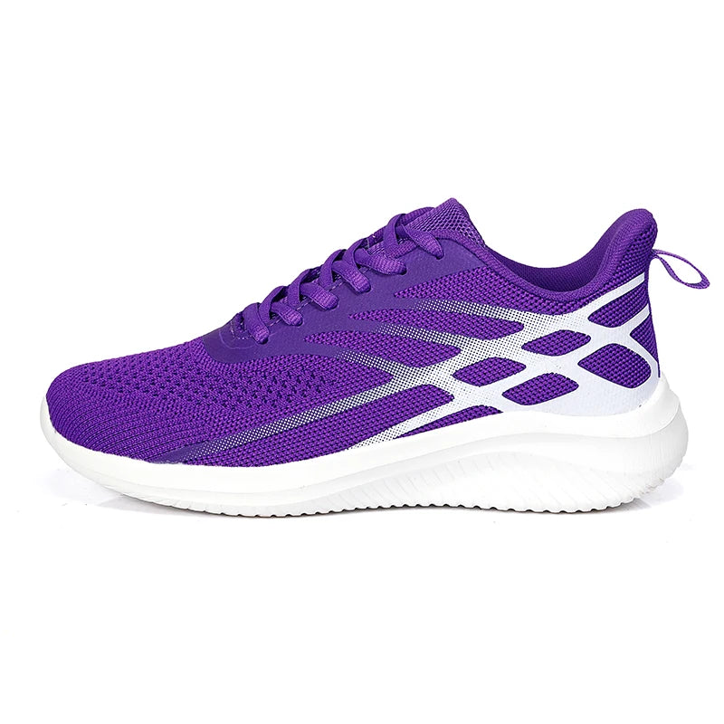 Frühling Damen Laufschuhe – Flying Woven Sneaker | Leichte, Atmungsaktive & Bequeme Sportschuhe für Alltag & Freizeit Kaufschwan® Lila 38