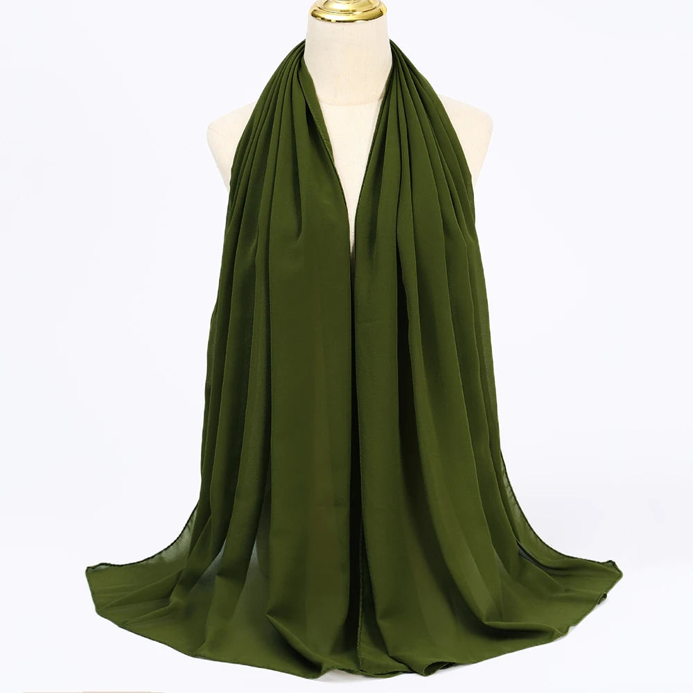 Muslimischer Chiffon Hijab Schal – Damen Langer Einfarbiger Kopf Schal | Eleganter Jersey Schleier & Modisches Umschlagtuch
