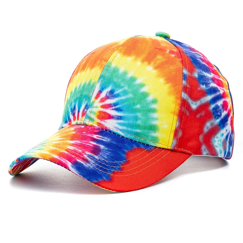 Neue Outdoor Freizeit Tie-Dye Kappe | Damen Regenbogen Bunte Baseballkappe | Streetwear Sommerhut Kaufschwan® Gelb 56cm-60cm