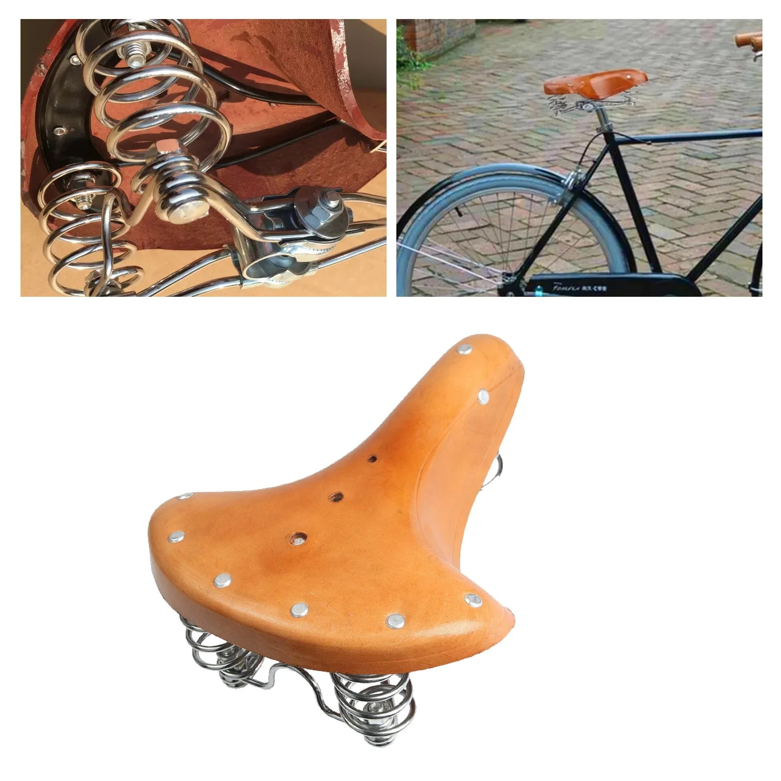 Brauner Vintage Fahrradsattel – Klassischer Kuhleder Sattel mit Federn | Retro Komfortsattel für City- & Rennräder Kaufschwan®