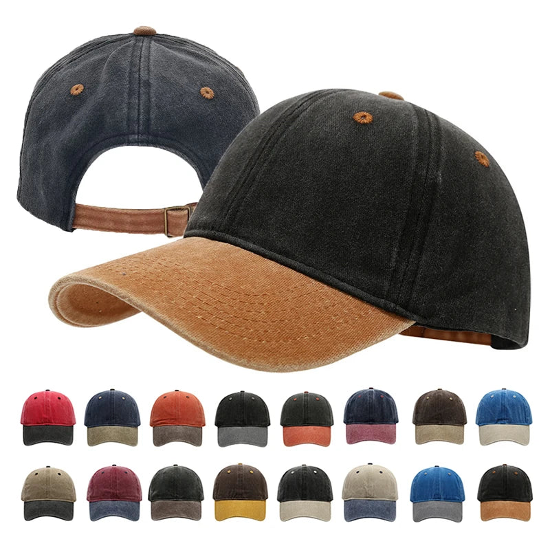 Vintage Washed Baseballkappe | Herren & Damen Farblich Abgestimmte Sonnenkappe | Lässige Snapback Hip Hop Kappe für Frühling & Sommer Kaufschwan®