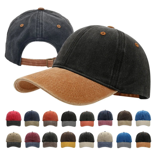 Vintage Washed Baseballkappe | Herren & Damen Farblich Abgestimmte Sonnenkappe | Lässige Snapback Hip Hop Kappe für Frühling & Sommer Kaufschwan®