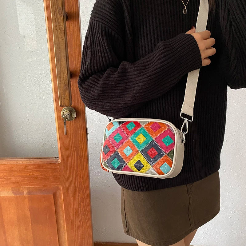 Kleine Bunte Ledertasche – Luxus Damen Handtasche, Crossbody & Schultertasche in Hochwertiger Verarbeitung Kaufschwan®