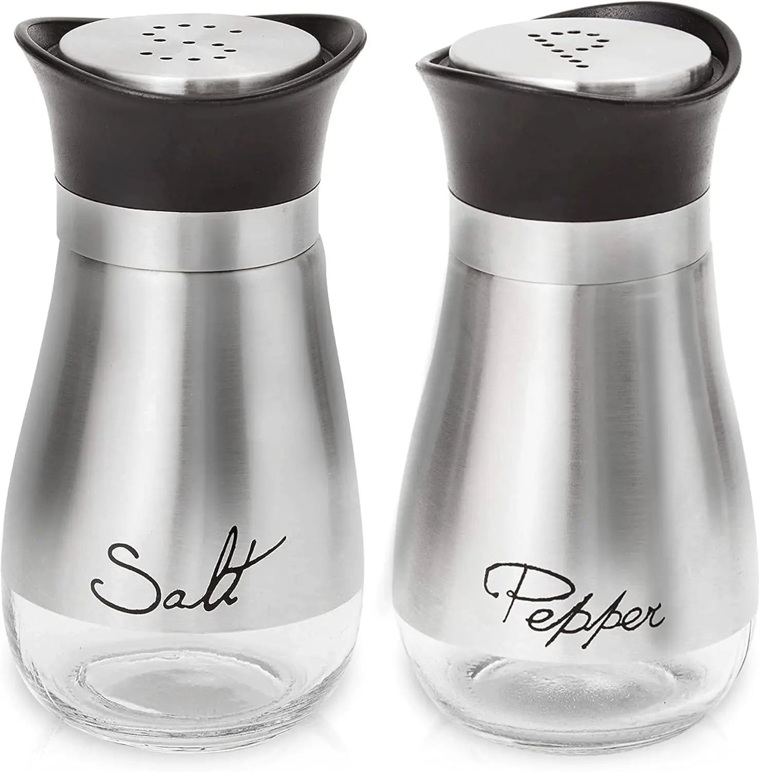 2er Set Salz- & Pfefferstreuer – 120ml (4oz) Farmhouse Gewürzstreuer | Küchenzubehör mit Feuchtigkeitsschutz Kaufschwan® Silber (2er Set)