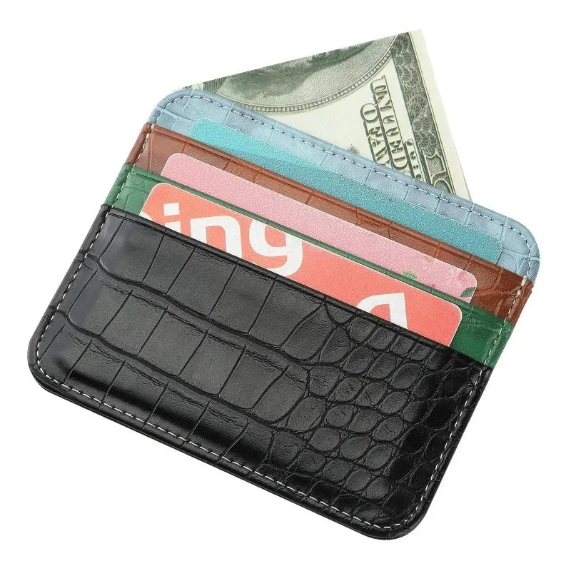 Schmale Mini-Geldbörse aus PU-Leder für Damen & Herren – Kartenetui für Münzen, Geld, Ausweis-, Visiten- & Kreditkarten Kaufschwan®