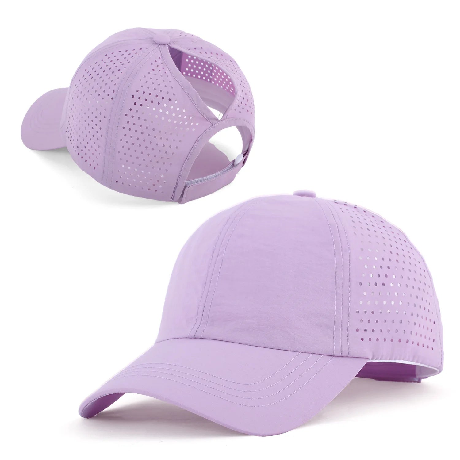 Schnelltrocknender Tongue Hat | Damen & Herren Mesh Atmungsaktive Sommerkappe | UV-Schutz & Ponytail-freundlich Verstellbar Kaufschwan® hellviolett