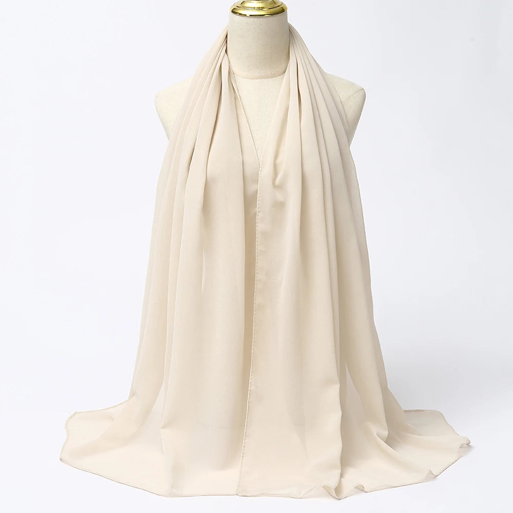Muslimischer Chiffon Hijab Schal – Damen Langer Einfarbiger Kopf Schal | Eleganter Jersey Schleier & Modisches Umschlagtuch Kaufschwan®