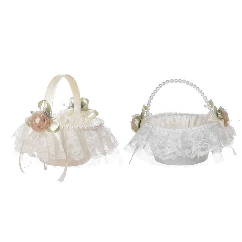 Blumenkorb für Blumenmädchen – Spitzenkorb mit Rosen für Hochzeit Kaufschwan®