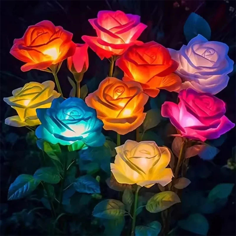 5-Köpfe Rosen Rasenlampe Solarlichter – Außen Dekorative Solar Gartenleuchten für Hof, Terrasse, Garten & Hochzeit Kaufschwan®