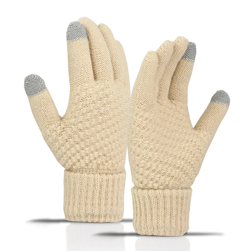 Winter Touchscreen Strickhandschuhe – Warme Unisex Vollfinger Handschuhe | Verdickte Strickhandschuhe aus Kunstwolle für Damen & Herren Kaufschwan®