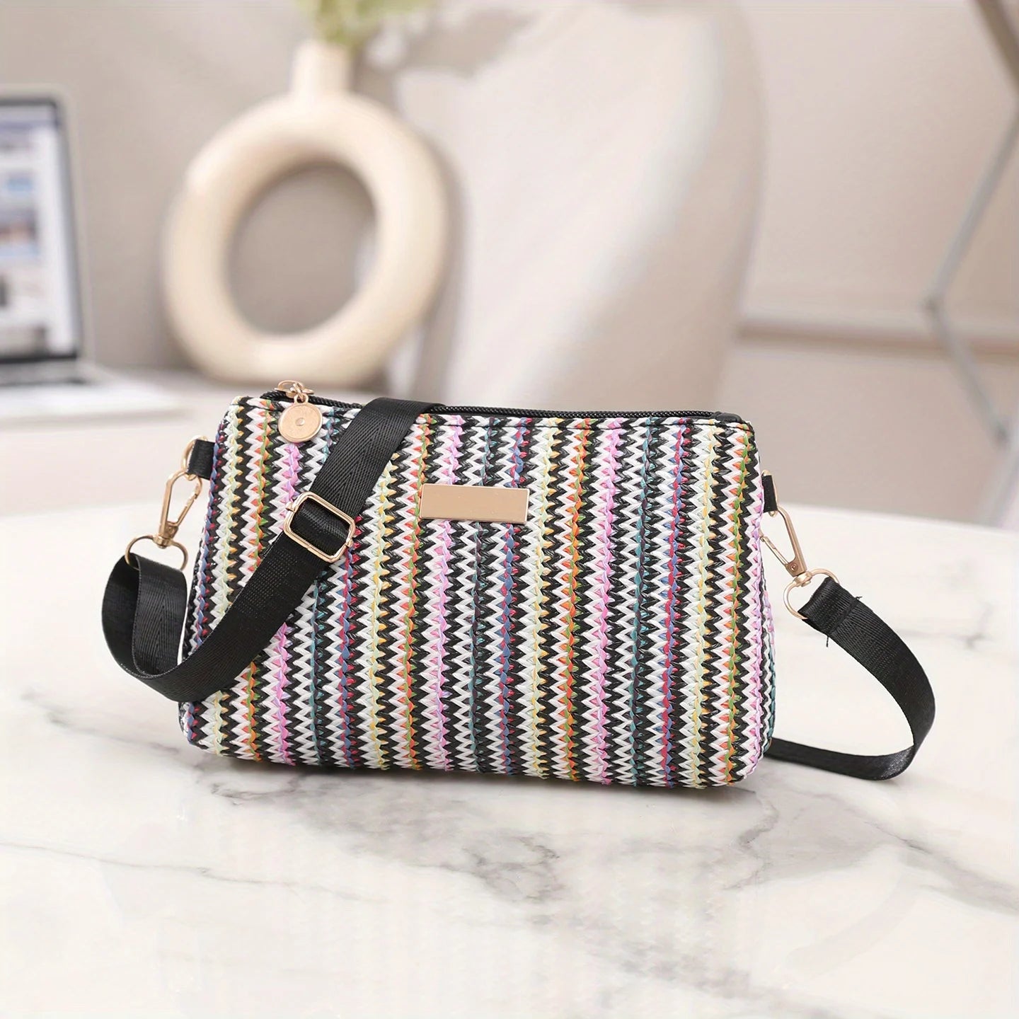Pastorale Geflochtene Umhängetasche – Retro Bunte Kleine Quadratische Schultertasche für Damen & Mädchen Kaufschwan® Design 5