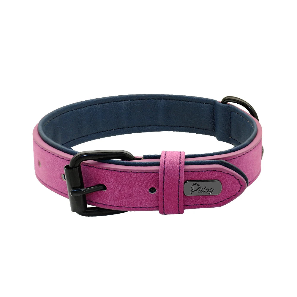 Gepolstertes Echtleder Hundehalsband Strapazierfähig für Große Hunde Kaufschwan® Lila S