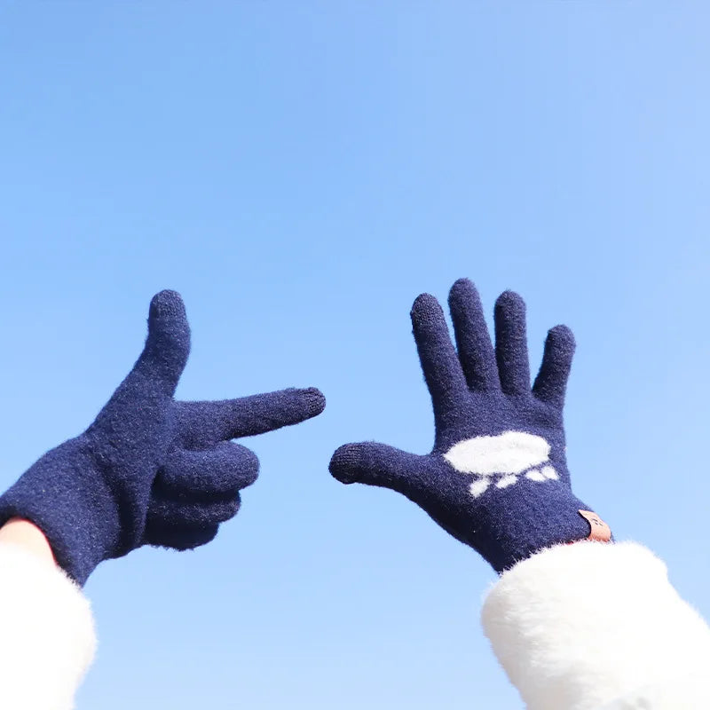 Damen Winter Pfoten Handschuhe – Flauschige Warme Strickhandschuhe | Touchscreen Vollfinger Fäustlinge für Kaltes Wetter Kaufschwan®