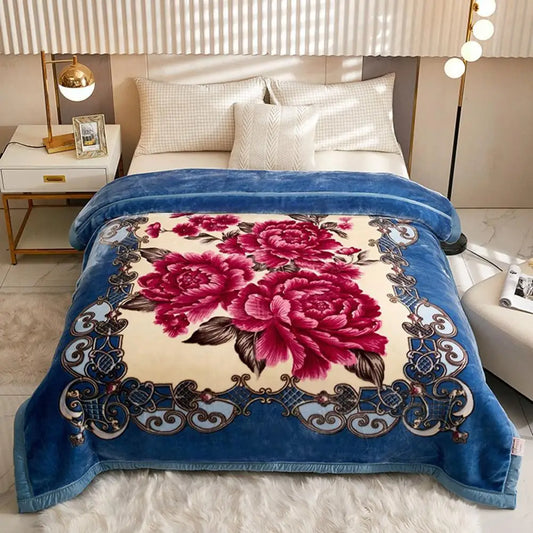 Extra Kuschelige Schwere Doppel-Lagige Flauschige Flanell-Decke mit Blumenmuster – Luxuriöser Überwurf für maximalen Komfort Kaufschwan®