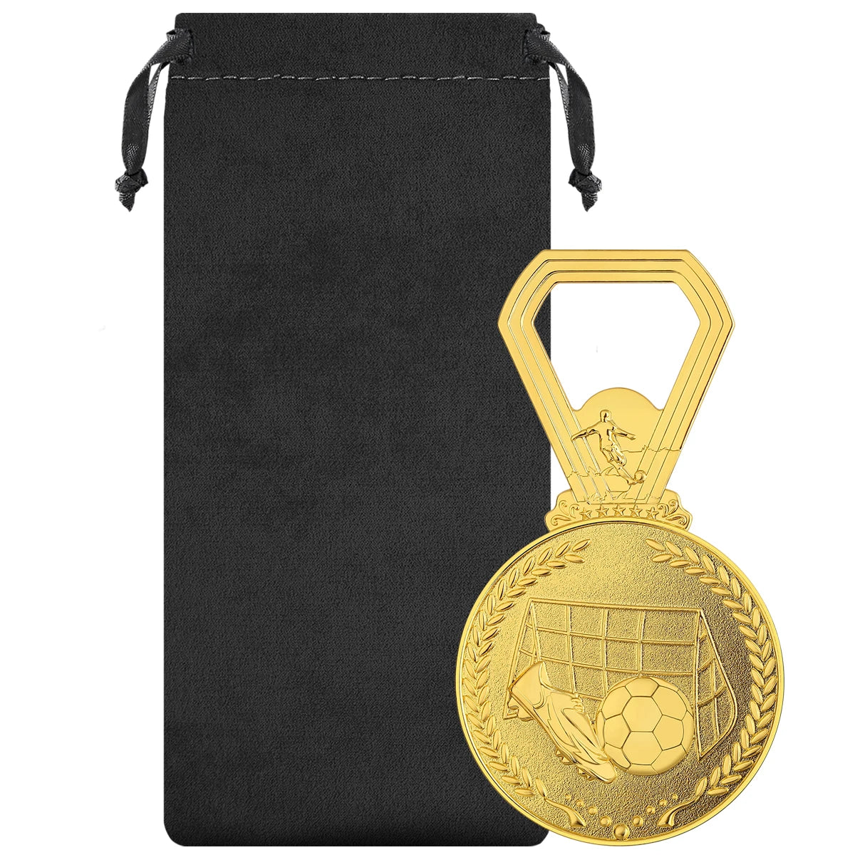 Fußball Medaillen Flaschenöffner – Bronze/Grau/Gold Geschenk für Männer Kaufschwan® Gold mit Tasche