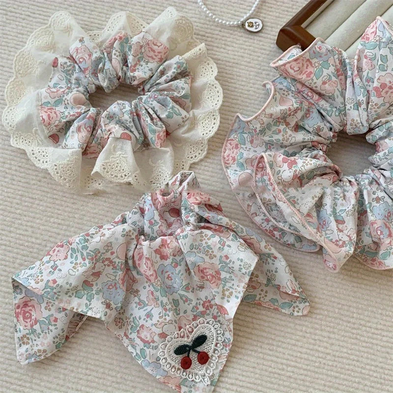 Rustikale Blumenhaarringe | Übergroße Spitzen-Scrunchies | Fairycore Alltags-Haarschmuck für Damen Kaufschwan®