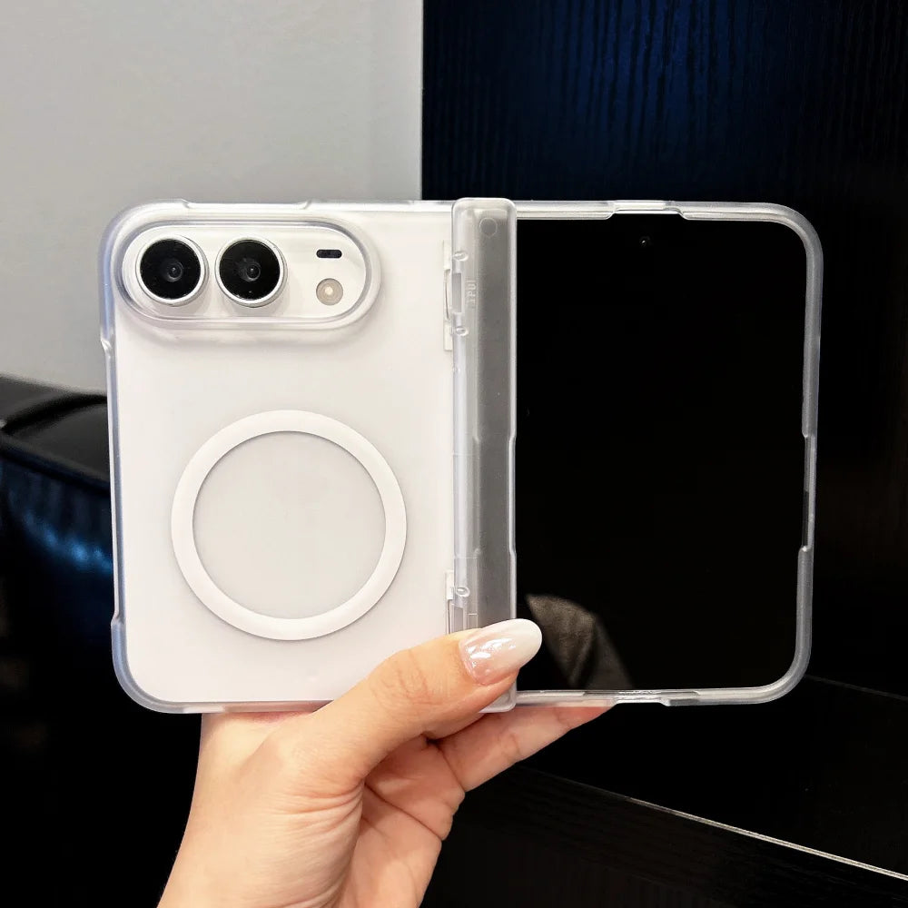 Matte Durchscheinende Magnetische Schutzhülle für iPhone Duo – Ultradünne MagSafe-Kompatible Hülle mit Kabellosem Laden und Scharnierschutz Kaufschwan®
