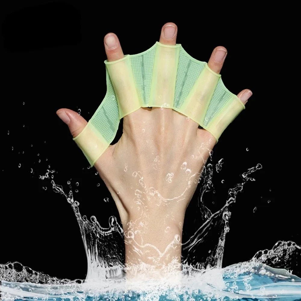 Silikon Schwimmflossen & Handschuhe | Schwimmtrainings-Ausrüstung für Herren, Damen & Kinder | Pool Sport Profi Finger-Paddel Kaufschwan®