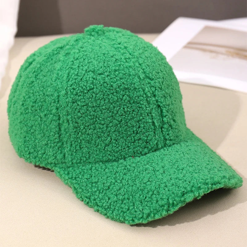 Neue 16 Farben Herbst Winter Baseballkappe | Damen Kappe aus Kunstlammwolle | Warme Plüsch Baseballkappe Kaufschwan®