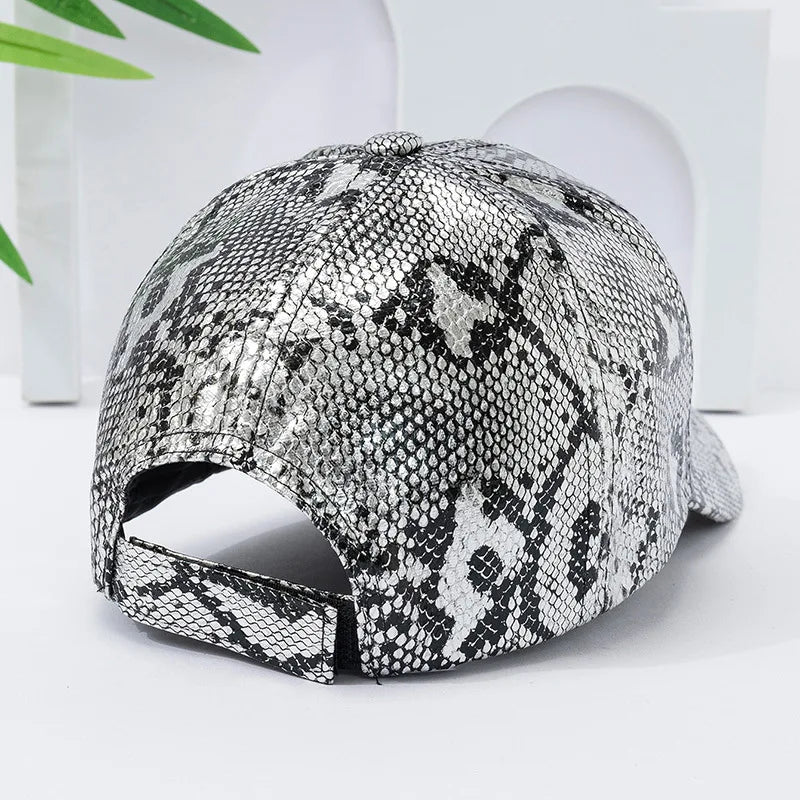 Snake Print PU Leder Baseballkappe | Verstellbarer Hip-Hop Street Dance Hut | Leicht & Sonnenschutz für Outdoor-Aktivitäten Kaufschwan®