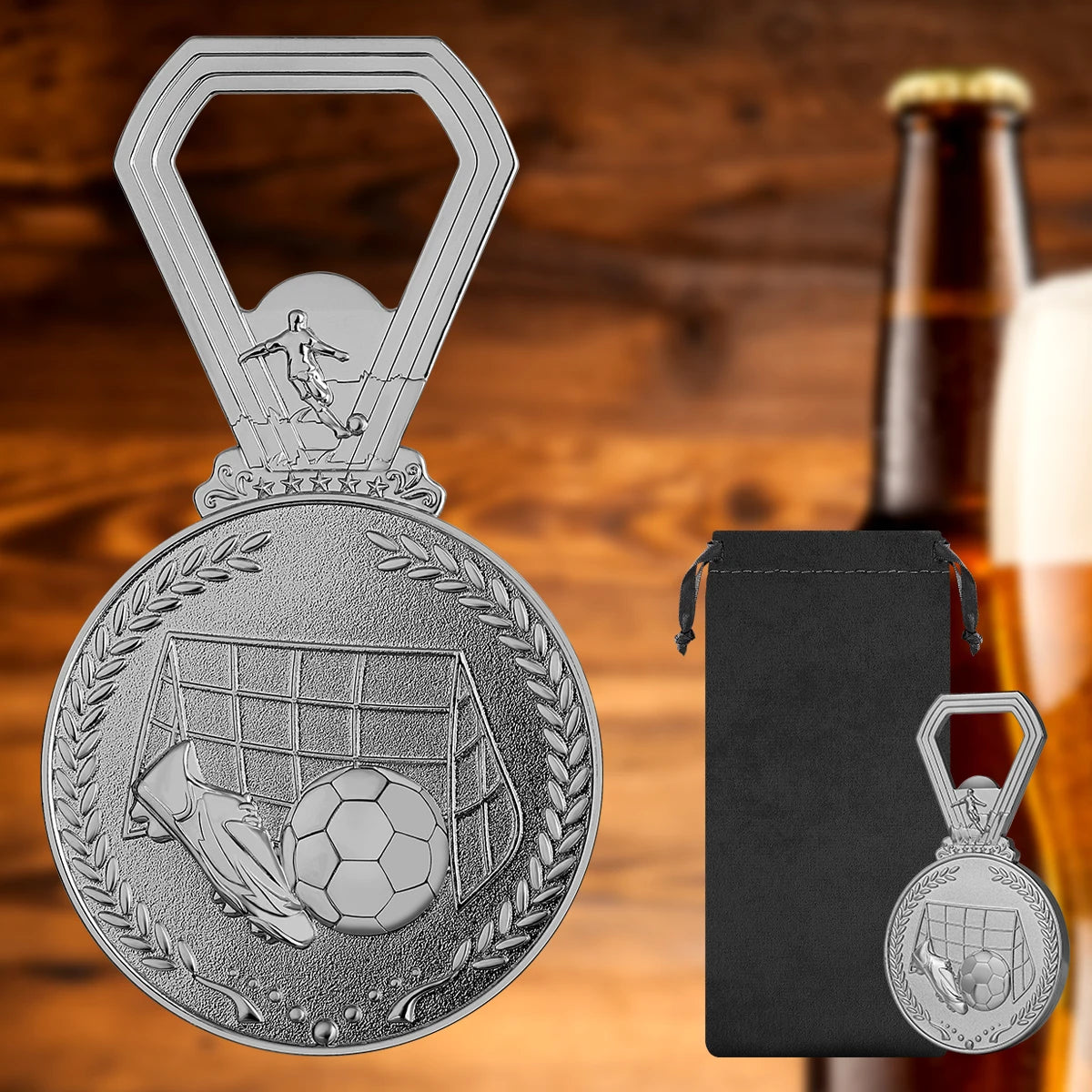 Fußball Medaillen Flaschenöffner – Bronze/Grau/Gold Geschenk für Männer Kaufschwan®