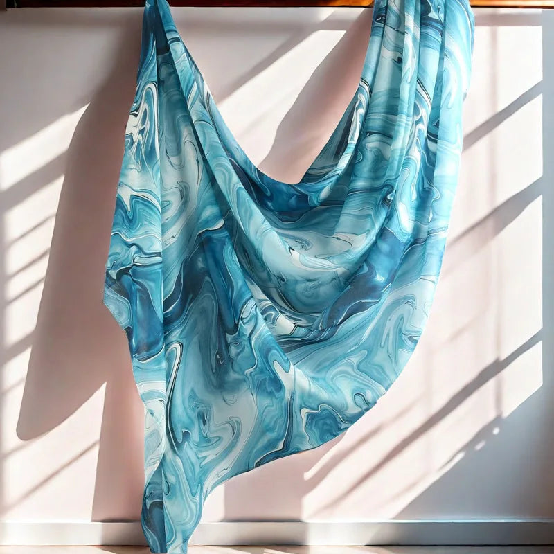 Wasserfarben Blumen Modal Hijab – Leichter Atmungsaktiver Baumwolle Viskose Schal | Damen Muslimisches Kopftuch & Eleganter Schal Kaufschwan® Petrol-Mix