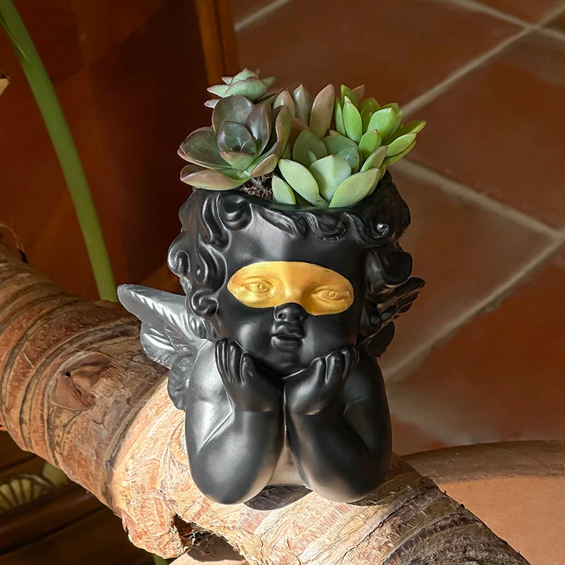 Niedlicher Maskierter Engel Blumentopf – Dekorativer Sukkulenten Pflanzhalter | Balkon & Garten Dekoration Kaufschwan®