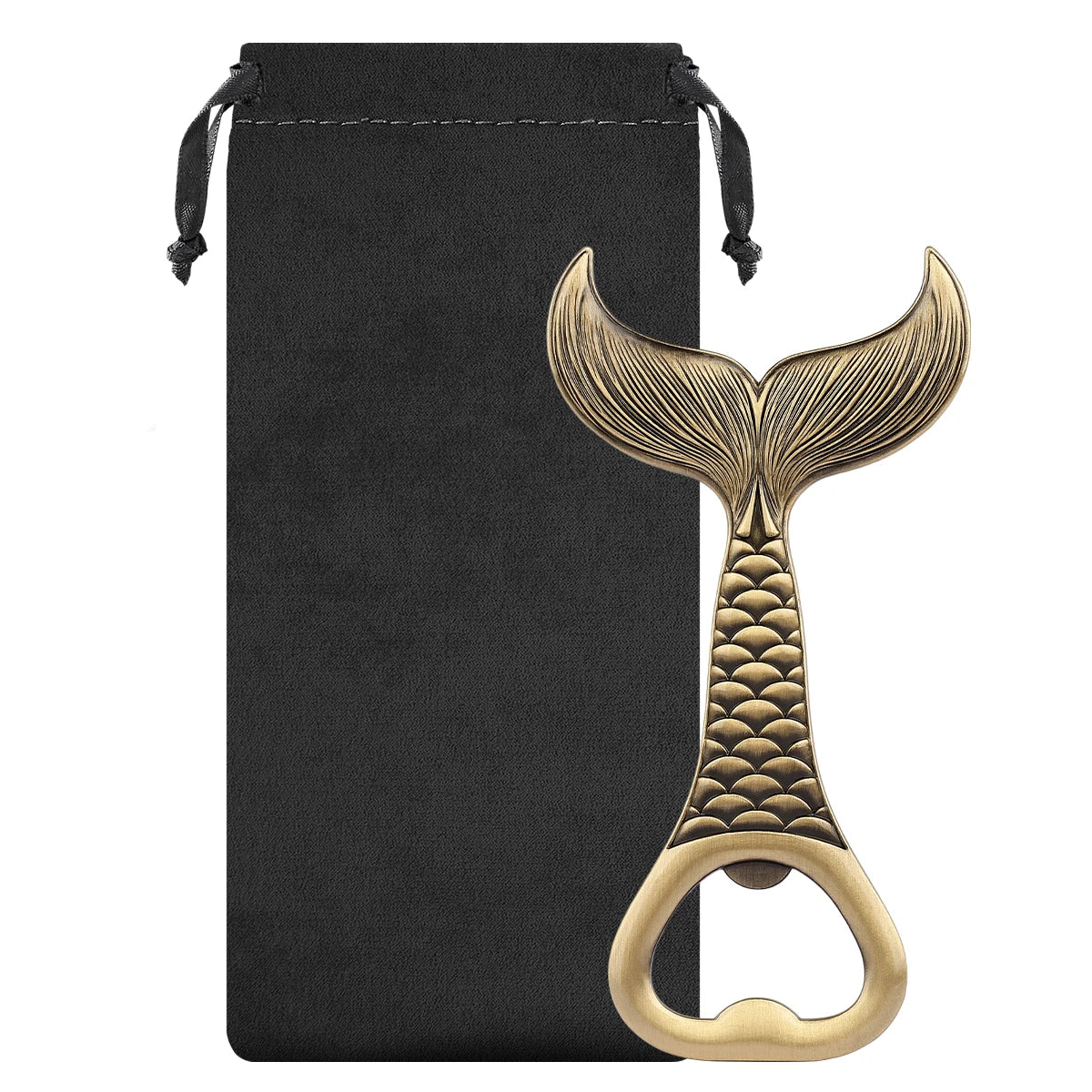 Fischschwanz Bierflaschenöffner aus Metall – Luxuriöser Korkenzieher für Angler Kaufschwan® Bronze mit Tasche
