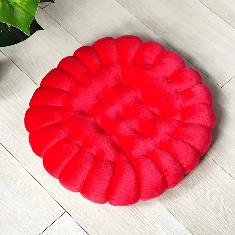 Keksförmiges Kissen | Plüschiges Flauschiges Stuhlkissen | Maschinenwaschbar | Studentenkissen | Wohnzimmerdekoration Kaufschwan® Rund Rot 40x40cm