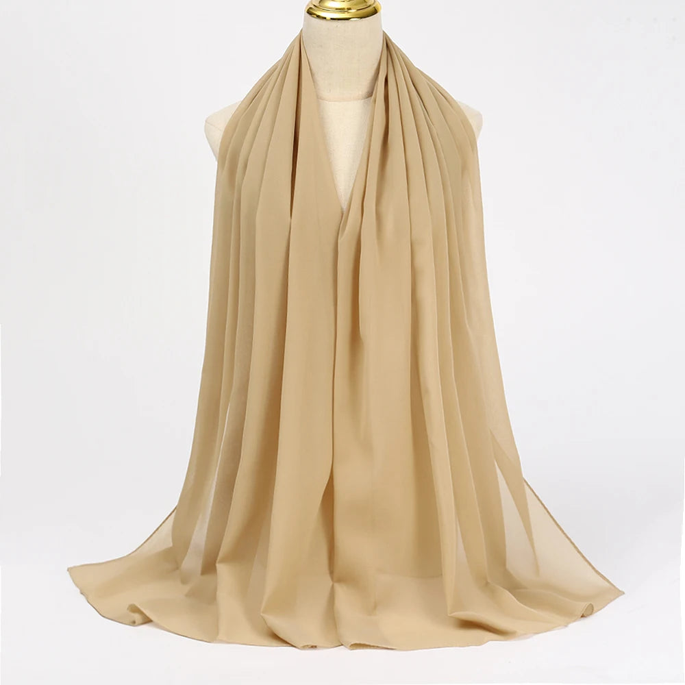 Muslimischer Chiffon Hijab Schal – Damen Langer Einfarbiger Kopf Schal | Eleganter Jersey Schleier & Modisches Umschlagtuch Kaufschwan®