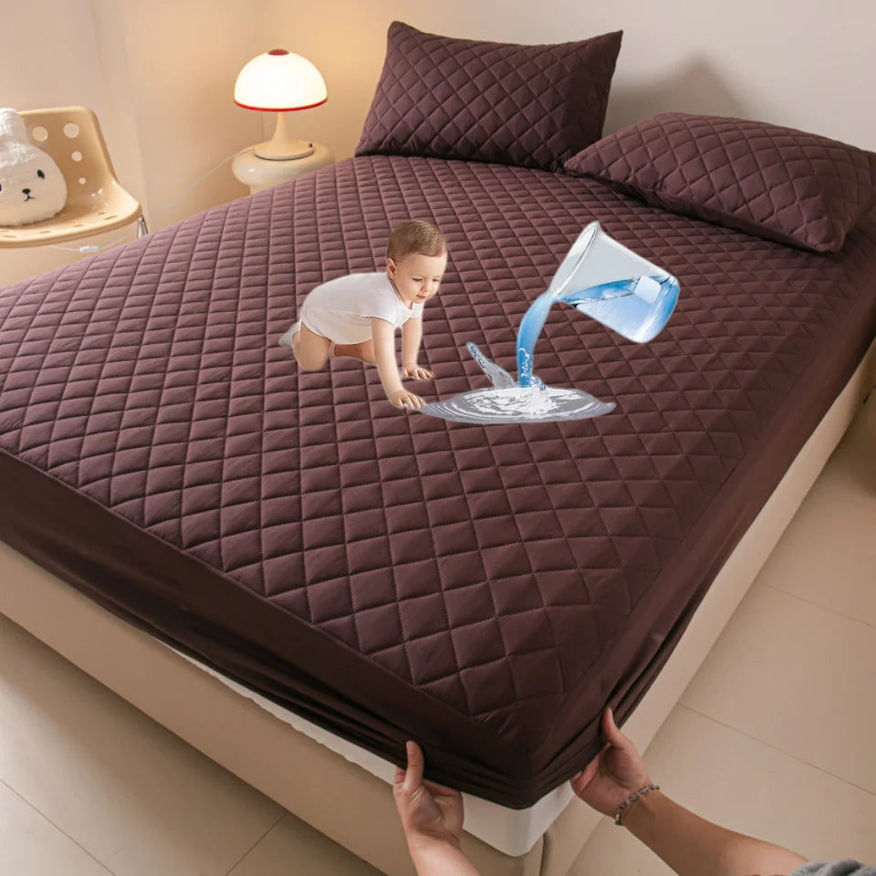 Wasserdichter Matratzenschoner – Anti-Milben, Weich & Atmungsaktiv im Spannbettlaken-Stil | Komfortabler Matratzenbezug (Ohne Kissenbezug) Kaufschwan® Kaffee 90x200x30cm
