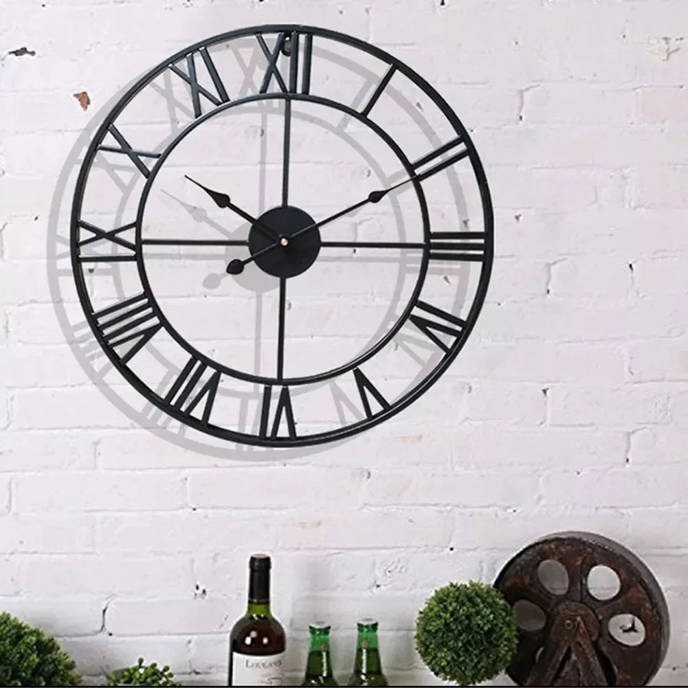 3D Römische Zahlen Metall Wanduhr – Leise Nordische Retro Deko Uhr Kaufschwan®