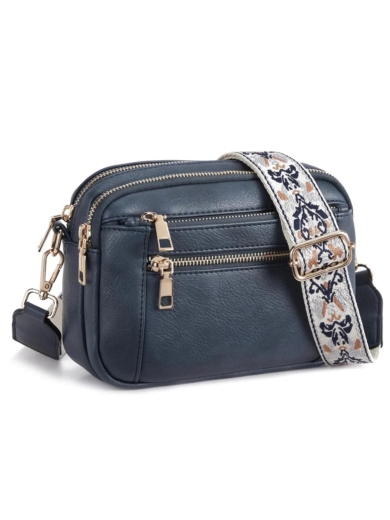 Multifunktionale Color Block Crossbody Tasche – Damen PU Leder Schultertasche & Geldbörse mit Verstellbarem Riemen Kaufschwan® Ozeanblau
