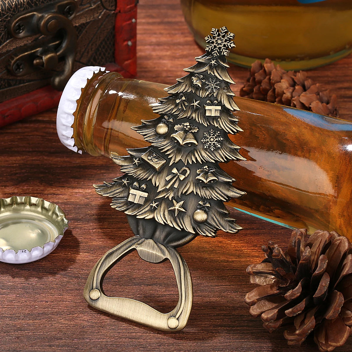 Weihnachtsbaum Flaschenöffner – Bronze/Grau/Gold Geschenk für Männer & Vater Kaufschwan®