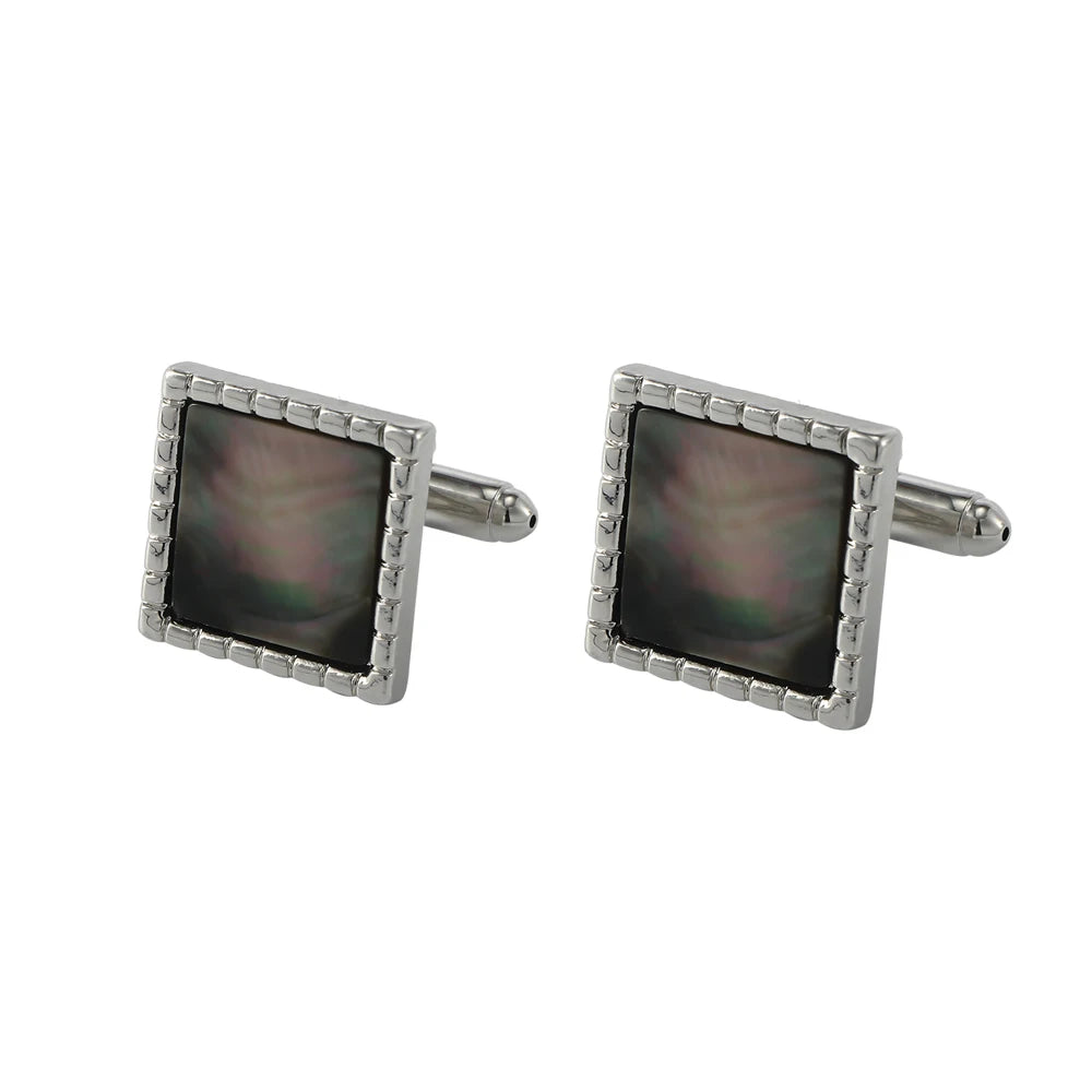 Herren Manschettenknöpfe mit Abalone Muschel – Rechteckiges Design | Eleganter Schmuck für Hochzeit, Party & Geschenk für Vater oder Ehemann Kaufschwan® Braun