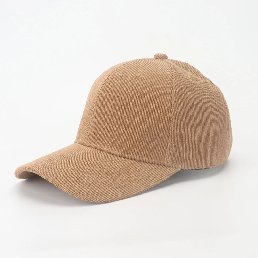 Corduroy Baseballkappe | Damen Retro Einfarbige Dad Hat | Herbst Winter Hüte für Herren & Damen | Unisex Freizeit Gebogener Schirm Kaufschwan® Khaki 56-58cm